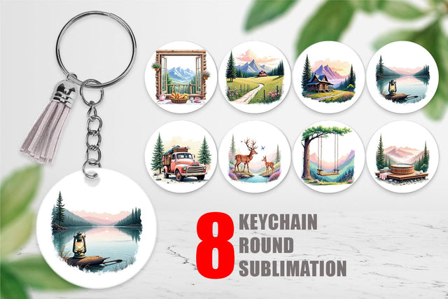 Keychain Rustic Mountain Escape Sublimation artnoy 