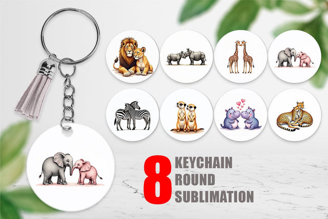 Keychain Safari Sweethearts Watercolor Sublimation artnoy 