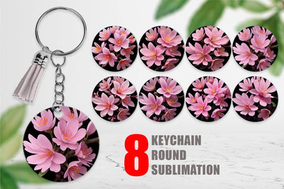 Keychain Sakura Flowers Dark Sublimation artnoy 