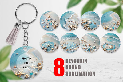 Keychain Sandy Beach and Seashells Sublimation artnoy 