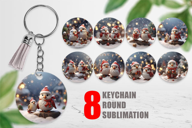 Keychain Santa Birds Christmas Sublimation artnoy 