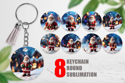 Keychain Santa Claus Christmas Sublimation artnoy 