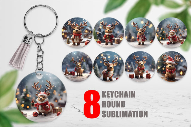Keychain Santa Elk Christmas Sublimation artnoy 