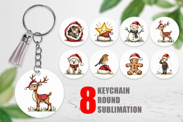 Keychain Santa Hat Whimsy Sublimation artnoy 