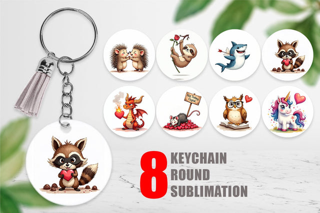 Keychain Sarcastic Animals Valentine Cynical Critters Watercolor Sublimation artnoy 