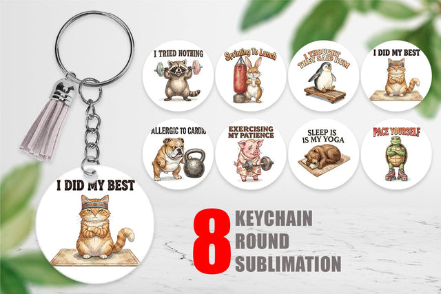Keychain Sarcastic Anti Fitness Vintage Sublimation artnoy 