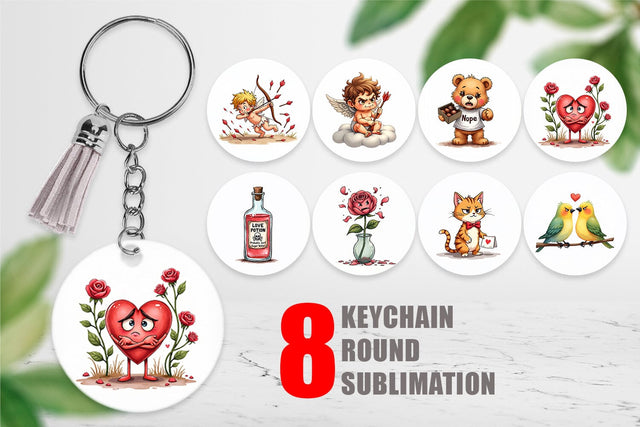 Keychain Sarcastic Cupid Watercolor Funny Anti-Valentine Sublimation artnoy 
