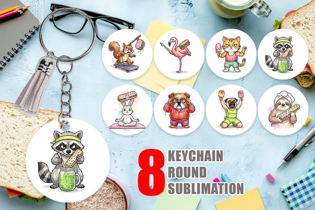 Keychain Sarcastic Diet Logic Sweet Watercolor Sublimation artnoy 