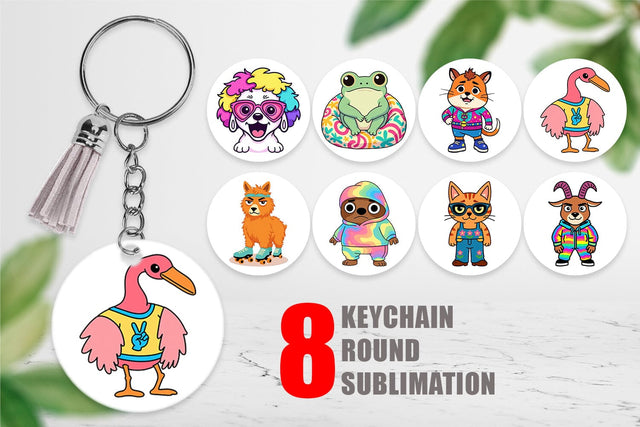 Keychain Sarcastic Groovy Critters Sublimation artnoy 