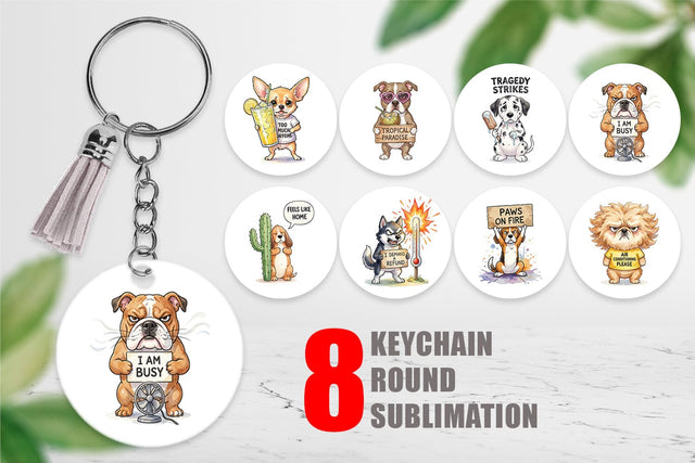 Keychain Sarcastic Heatwave Dog Watercolor Sublimation artnoy 