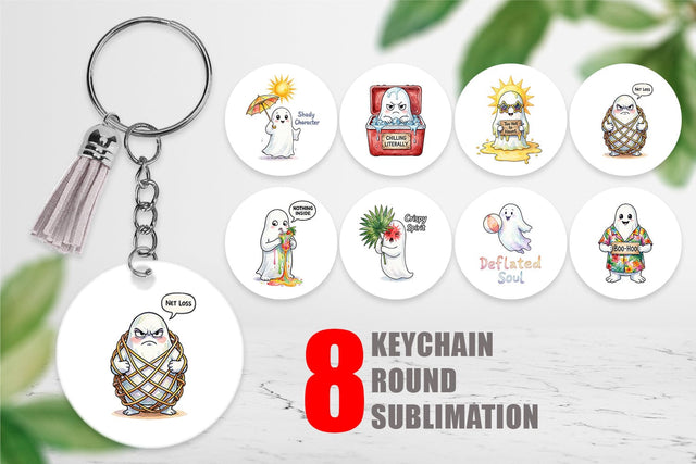 Keychain Sarcastic Melting Ghost Watercolor Sublimation artnoy 