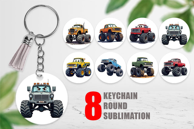 Keychain Sarcastic Monster Trucks Sublimation artnoy 