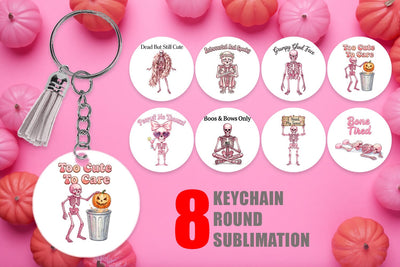 Keychain Sarcastic Pink Skeleton Coquette Sublimation artnoy 