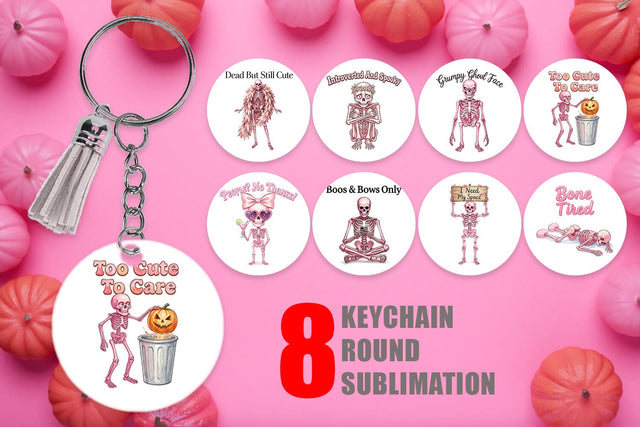 Keychain Sarcastic Pink Skeleton Coquette Sublimation artnoy 