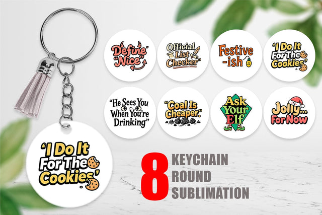 Keychain Sarcastic Santa Quotes Sublimation artnoy 