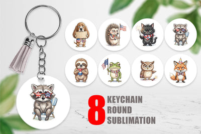Keychain Sarcastic Sassy Patriotic Animals Sublimation artnoy 