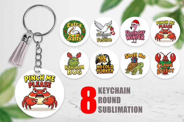 Keychain Sarcastic Tropical Animal Christmas Quotes Sublimation artnoy 