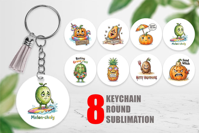 Keychain Sarcastic Tropical Fruit Pumpkin Sublimation artnoy 