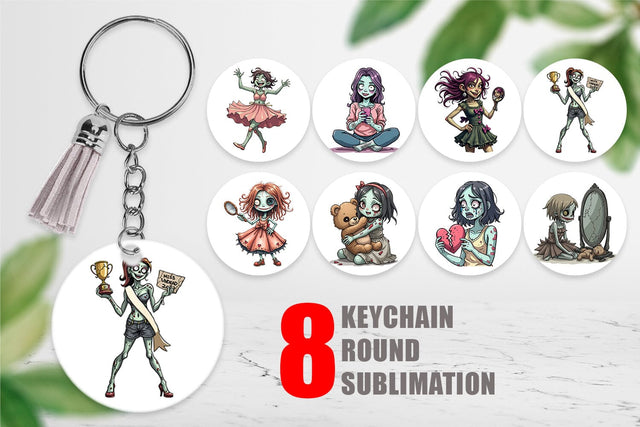 Keychain Sarcastic Zombie Girls Sublimation artnoy 