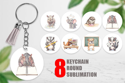 Keychain Sassy Grumpy School Animal Sublimation artnoy 