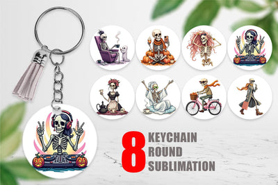 Keychain Sassy Lady Bones Sublimation artnoy 