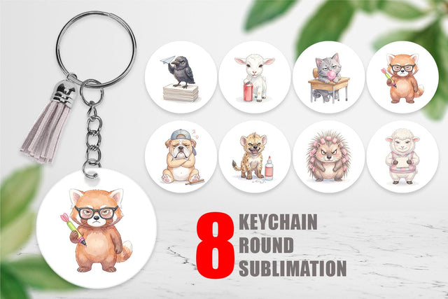 Keychain Sassy Rebellious School Animal Sublimation artnoy 
