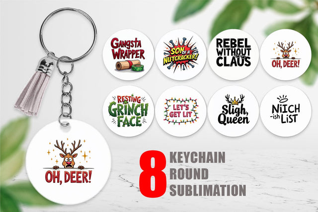 Keychain Sassy Reindeer Games Sublimation artnoy 