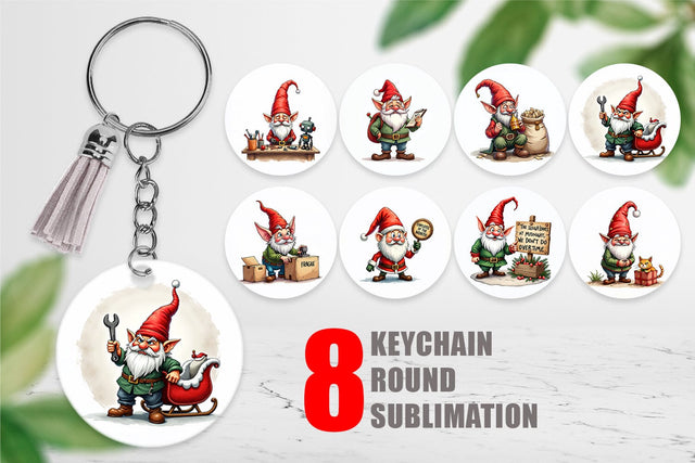Keychain Sassy Santa's Helpers: Watercolor Gnome Crew Sublimation artnoy 