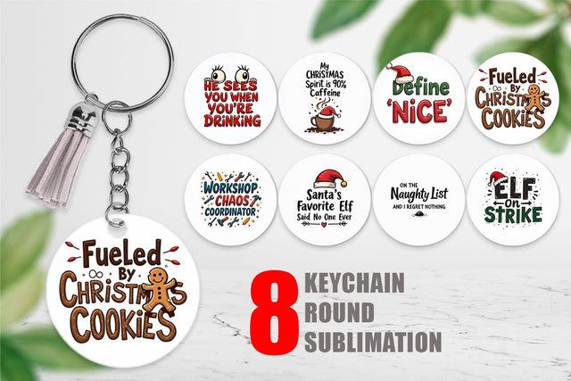 Keychain Sassy Santa's Sayings Sarcastic Christmas Quotes Sublimation artnoy 