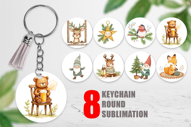 Keychain Scandinavian Christmas Sublimation artnoy 