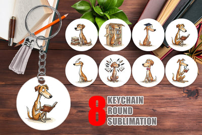 Keychain Scholarly Canine Dog Watercolor Sublimation artnoy 