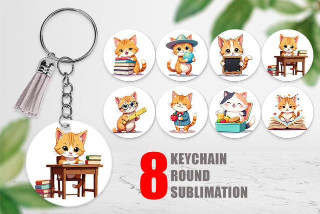 Keychain School Baby Cat Sublimation artnoy 