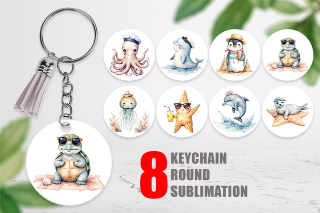 Keychain Seaside Critter Friends Sublimation artnoy 