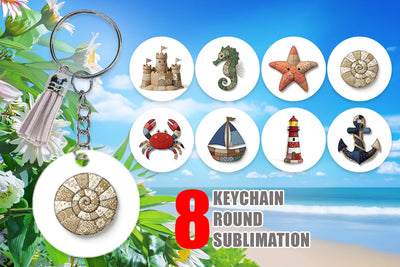 Keychain Seaside Quilted Beach Sublimation artnoy 