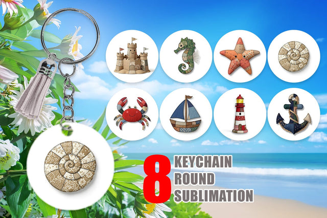 Keychain Seaside Quilted Beach Sublimation artnoy 