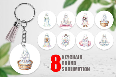Keychain Self Care Spa Day Mom Ghost Sublimation artnoy 