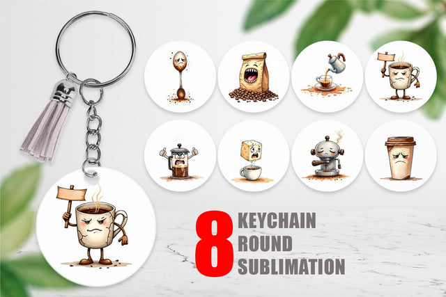 Keychain Sentient Sarcastic Mugs Watercolor Sublimation artnoy 