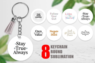 Keychain Serene Soulful Wisdom Quote Sublimation artnoy 