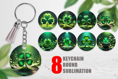 Keychain Shamrock Leaf Patrick Day Sublimation artnoy 