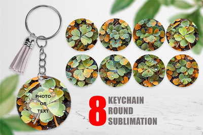 Keychain Shamrock Leaves Pattern Sublimation artnoy 