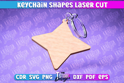 Keychain Shapes Laser Cut | Keychain Laser Cut Design | CNC Files SVG The T Store Design 