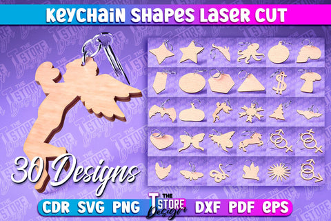 Keychain Shapes Laser Cut | Keychain Laser Cut Design | CNC Files SVG The T Store Design 