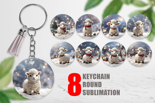 Keychain Sheep Christmas Sublimation artnoy 