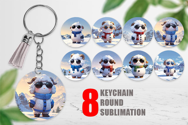 Keychain Sheep Christmas Sublimation artnoy 
