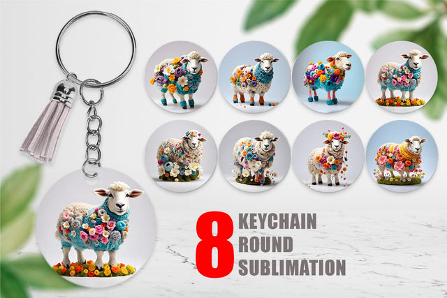 Keychain Sheep Easter Embroidery Sublimation artnoy 