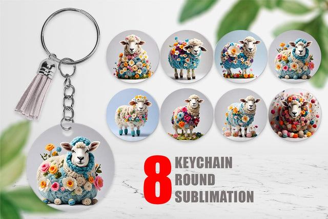 Keychain Sheep Easter Embroidery Sublimation artnoy 