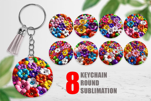 Keychain Shiny 3D Flowers Sublimation artnoy 