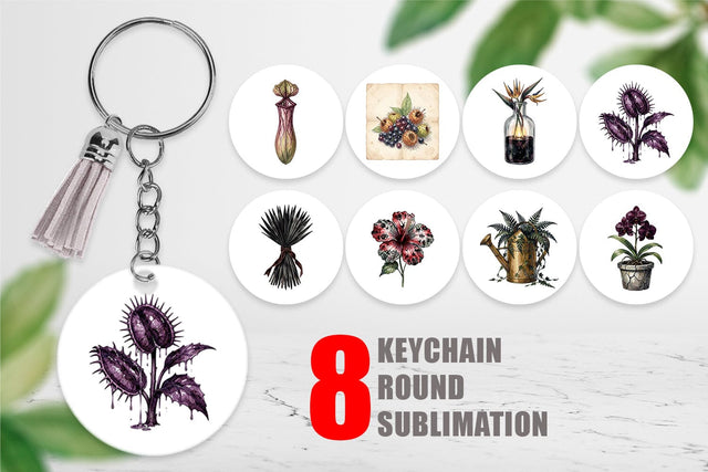 Keychain Sinister Tropical Goth Botany Sublimation artnoy 