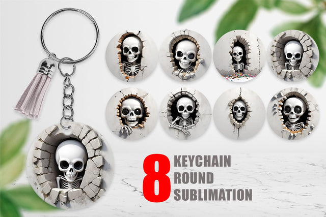 Keychain Skeleton in Wall Sublimation artnoy 