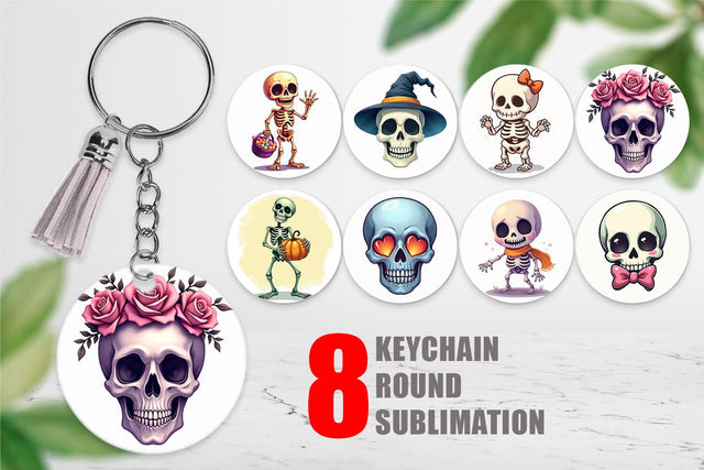 Keychain Skeleton Skulls Sublimation artnoy 